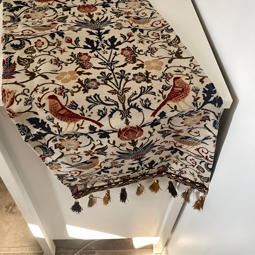 Floral & Bird Jacquard Table Runner