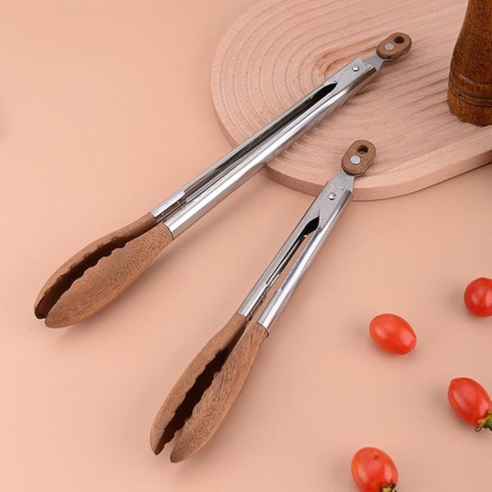 Wood & Steel Tongs | Set of 2