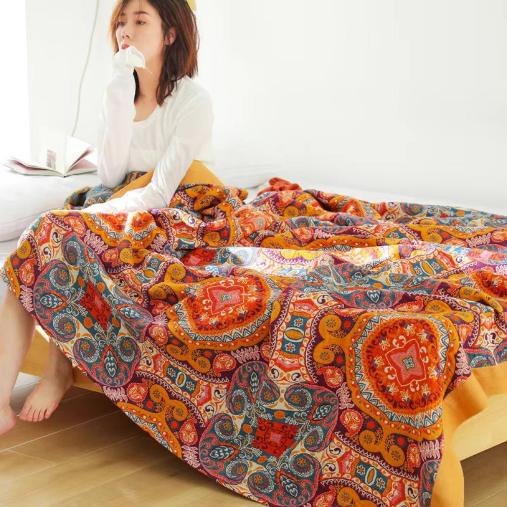 Sunrise Boho Reversible Blanket | Cotton Blanket
