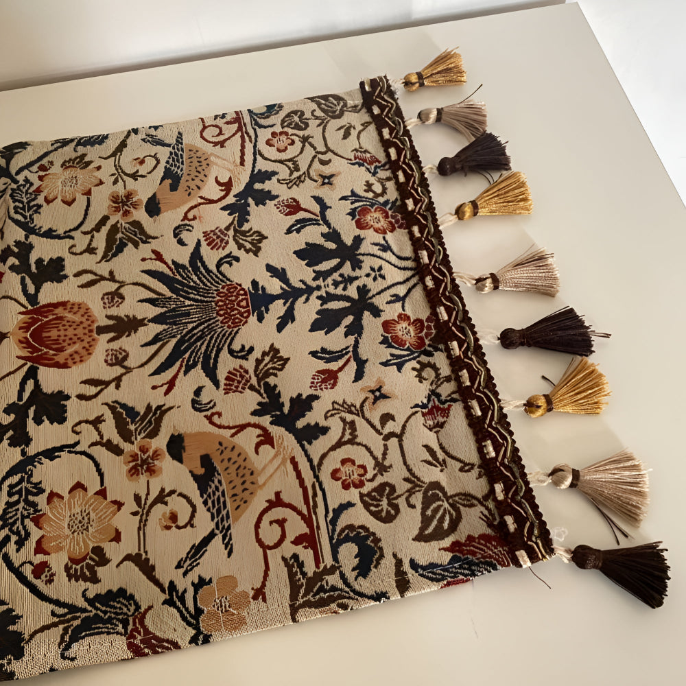 Floral & Bird Jacquard Table Runner