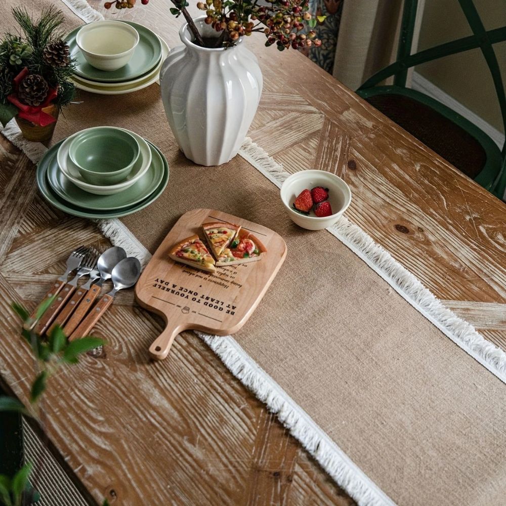 Burlap Charm Boho Table Runner