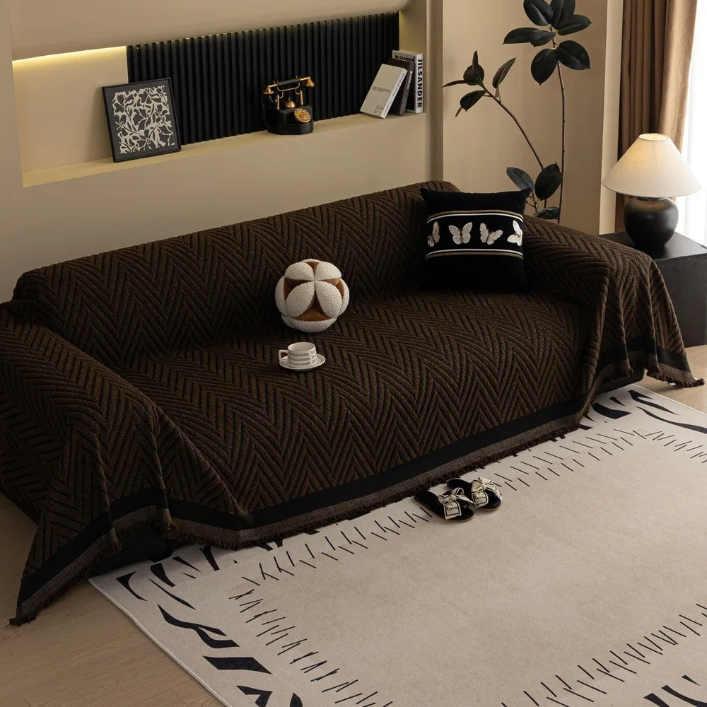 Chevron Herringbone Tassel Couch Cover