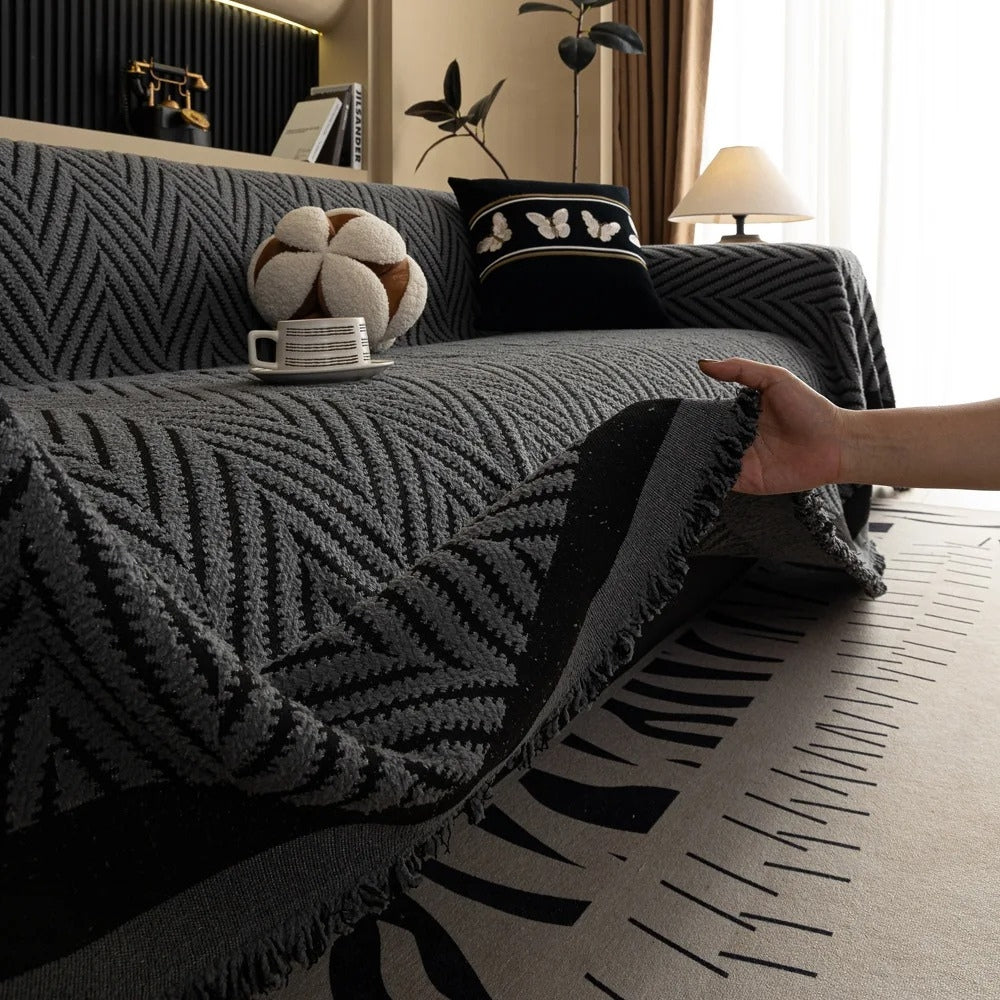 Chevron Herringbone Tassel Couch Cover