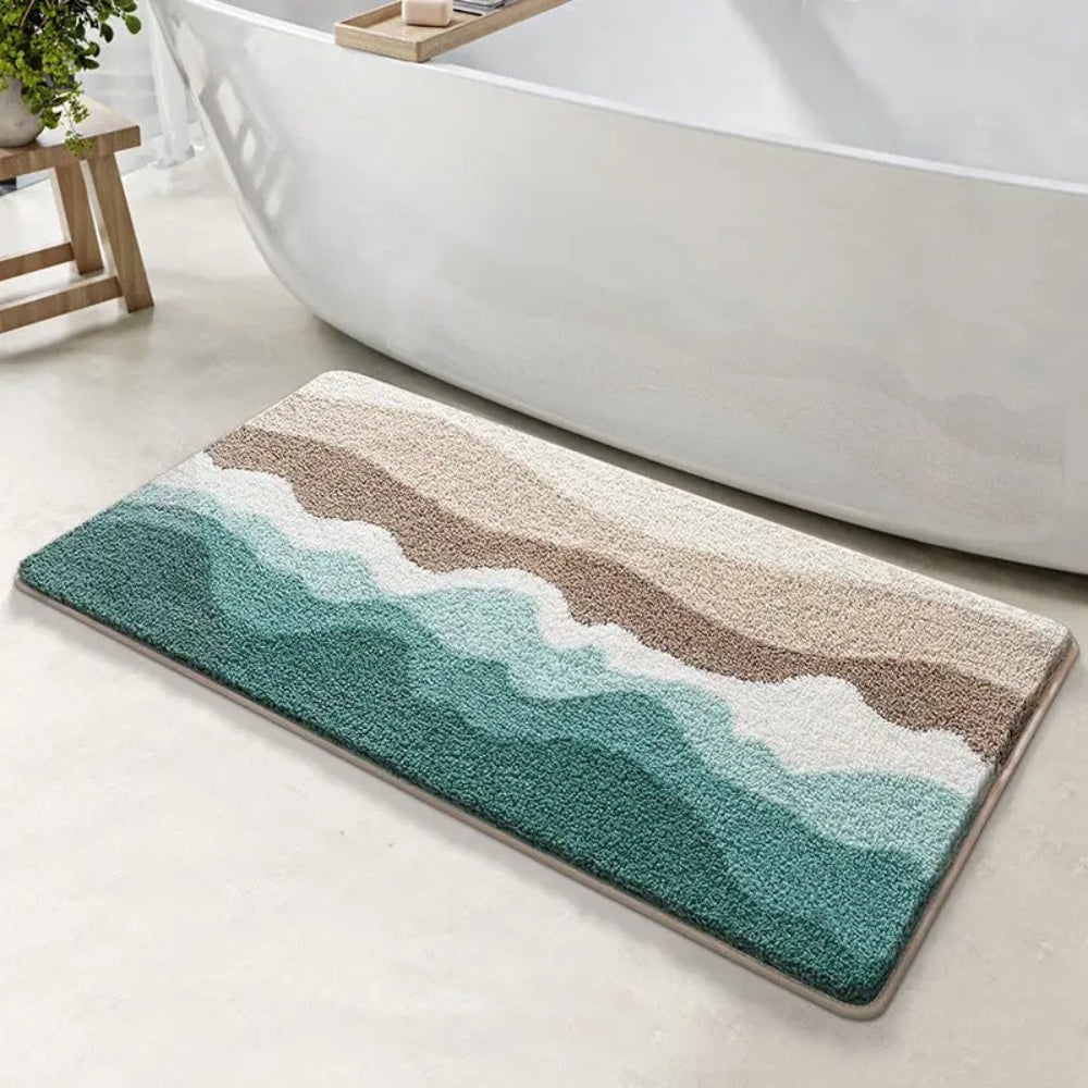 Coastal Wave Pattern Non-Slip Bath Mat