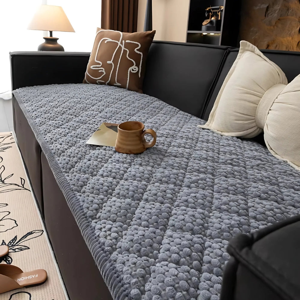 Textured Quilted Couch Protector Slipcover