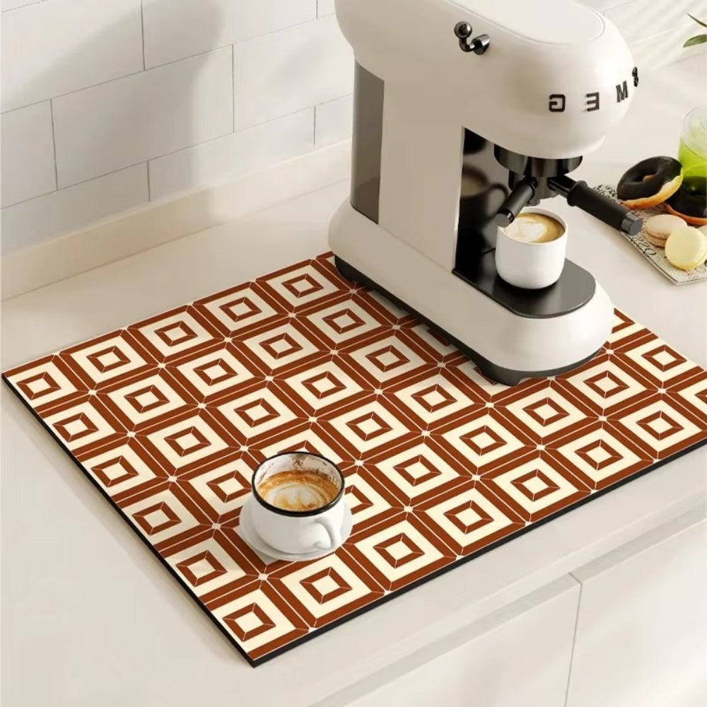 Tile Design Absorbent Coffee Mat