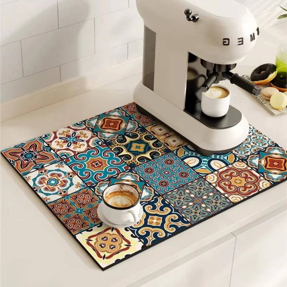 Tile Design Absorbent Coffee Mat