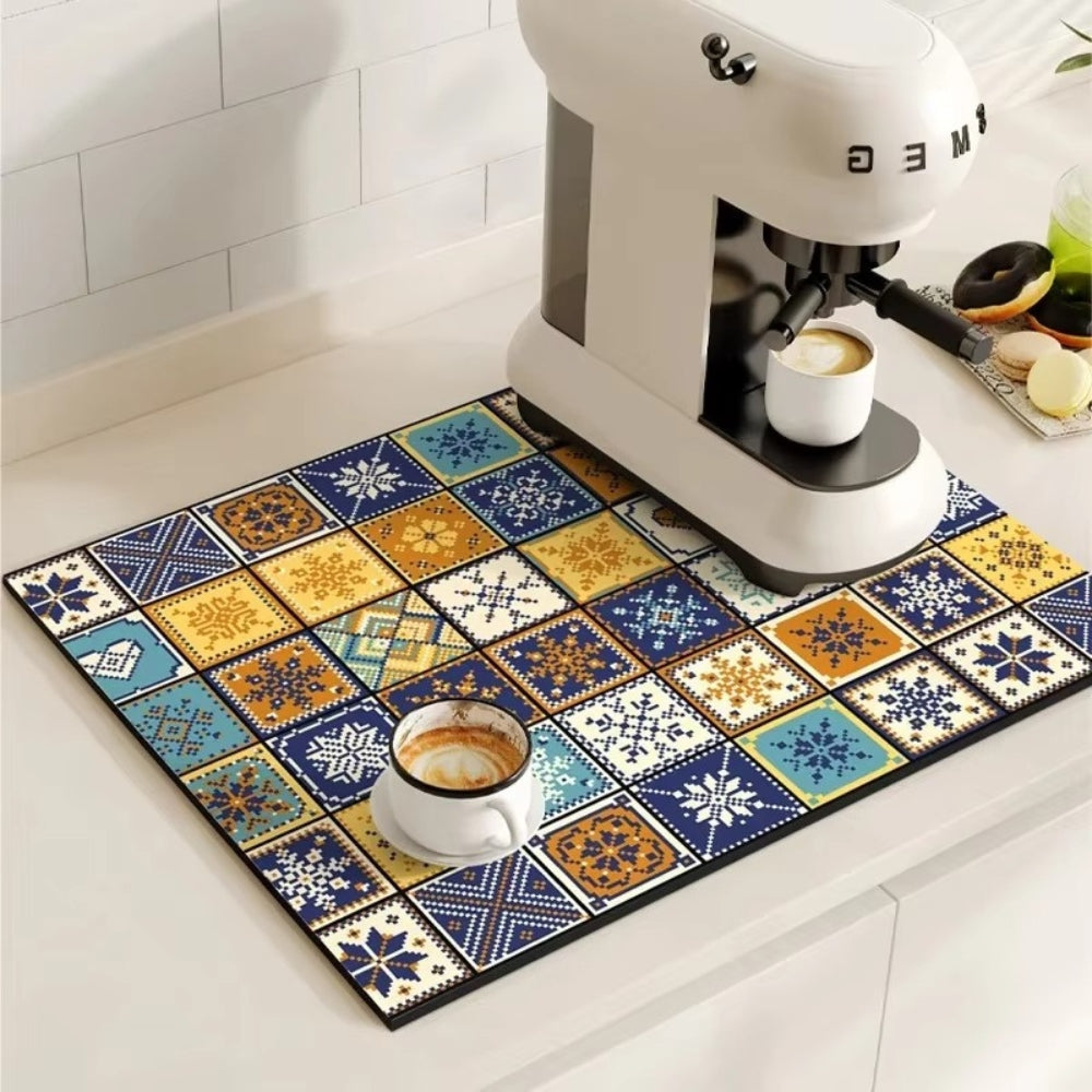 Tile Design Absorbent Coffee Mat