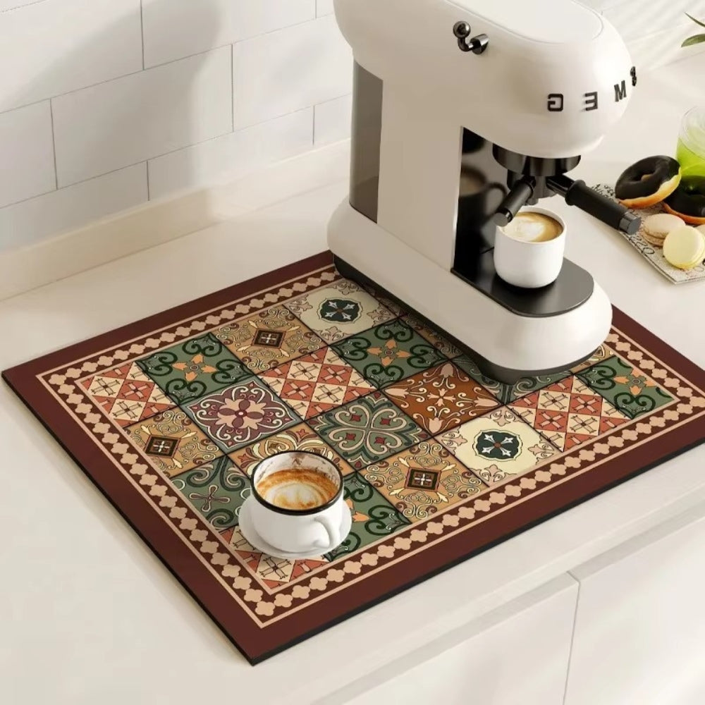 Tile Design Absorbent Coffee Mat