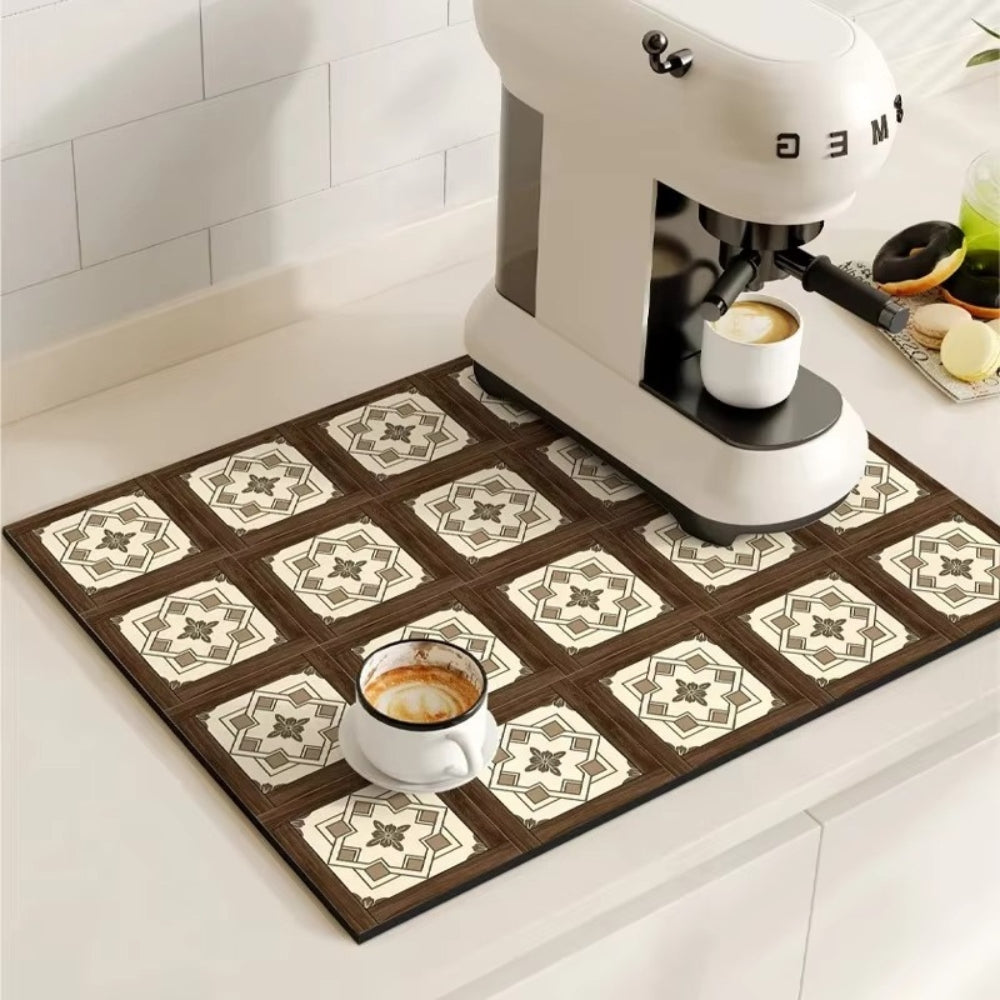 Tile Design Absorbent Coffee Mat
