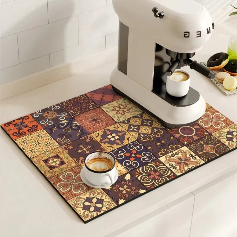 Tile Design Absorbent Coffee Mat