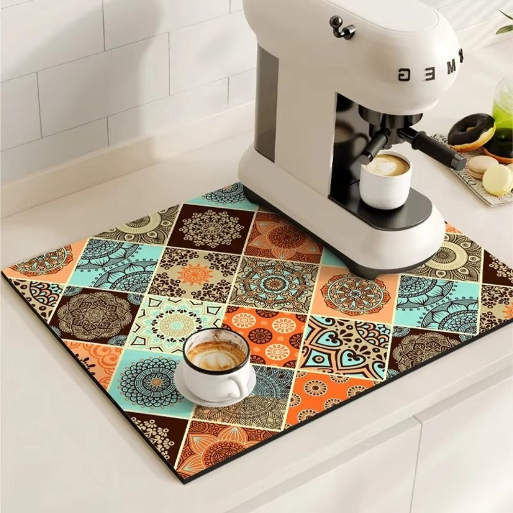 Tile Design Absorbent Coffee Mat