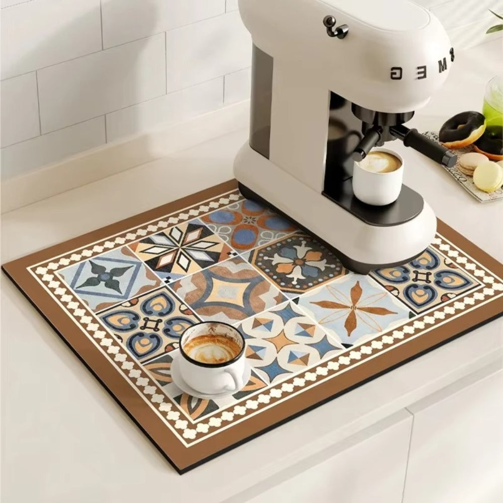 Tile Design Absorbent Coffee Mat