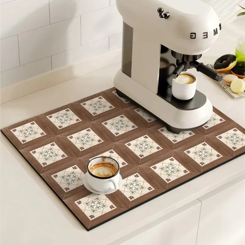 Tile Design Absorbent Coffee Mat
