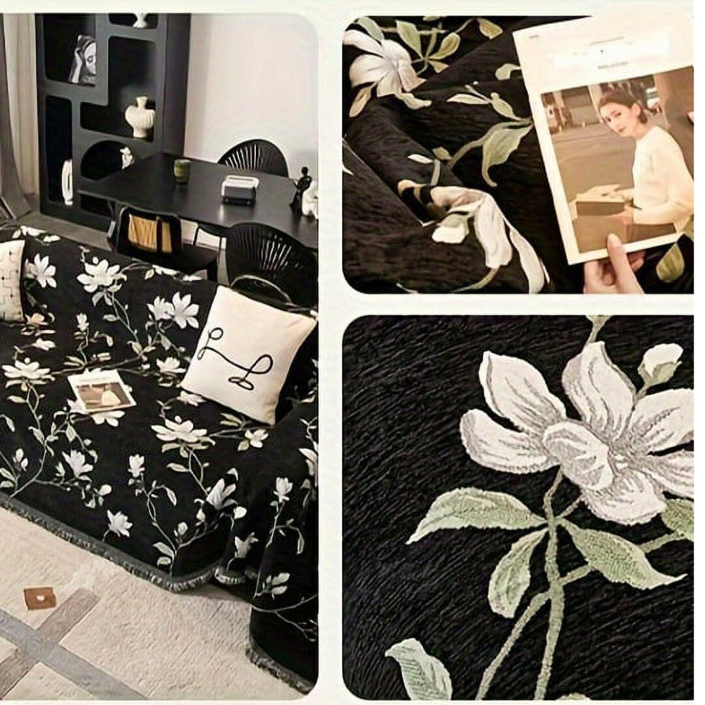 Floral Chenille Couch Cover