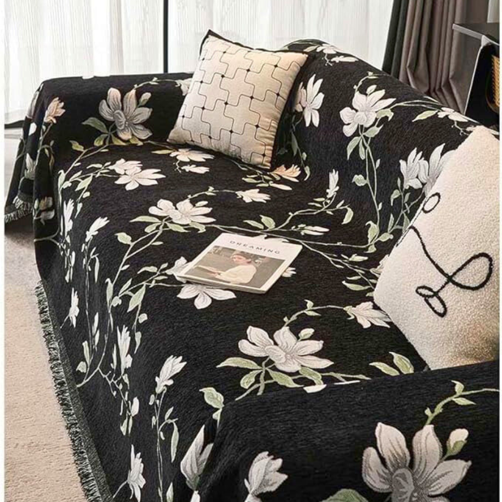 Floral Chenille Couch Cover